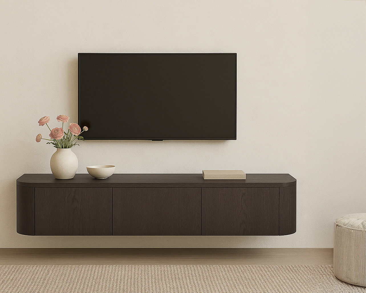 Livingfurn - TV-Meubel Novero Espresso Zwevend - 35x180x33cm