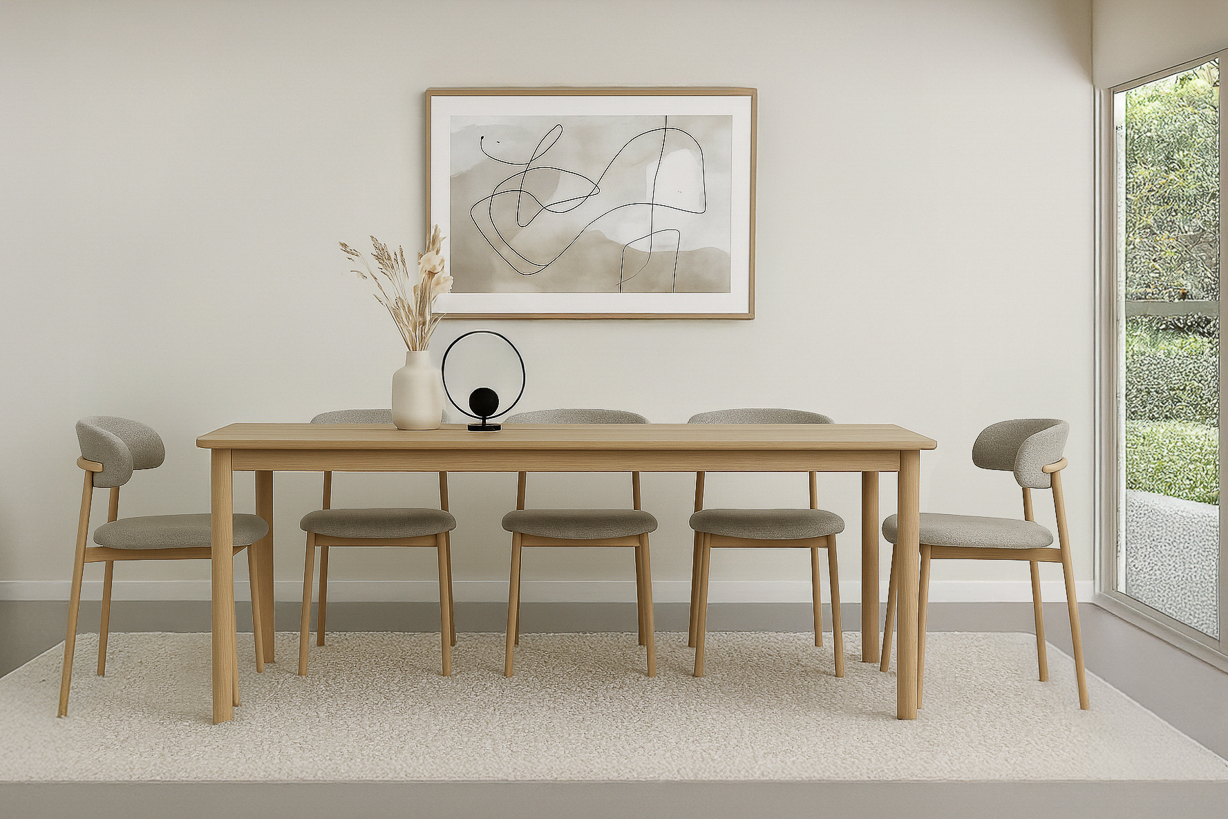 Livingfurn - Eetkamerstoel Micah Hush Oak Set van 2 - 58x54.4x78cm