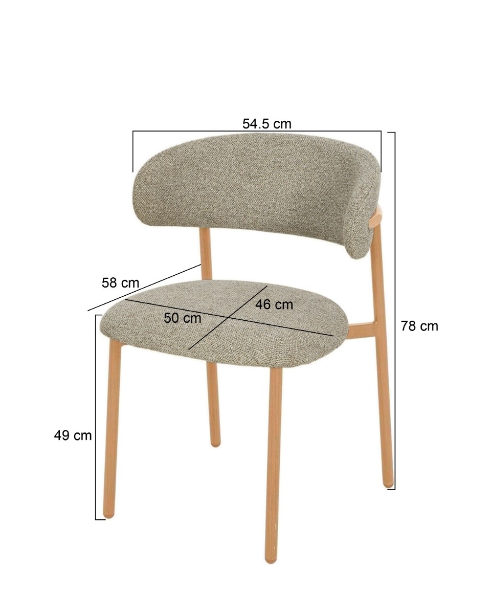 Livingfurn - Eetkamerstoel Micah Hush Oak Set van 2 - 58x54.4x78cm