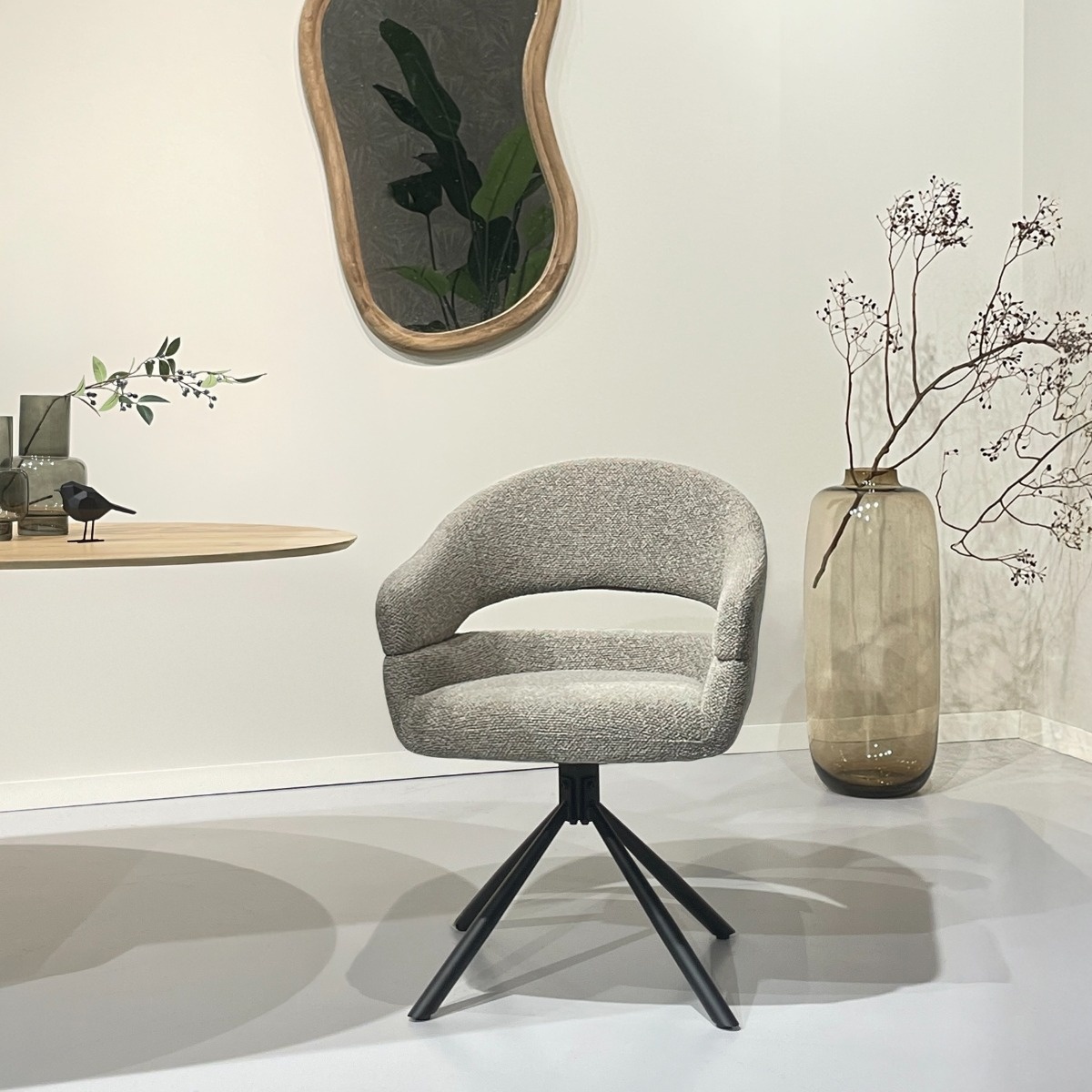 Livingfurn - Eetkamerstoel Linn Taupe Set van 2 - 62x58x85cm