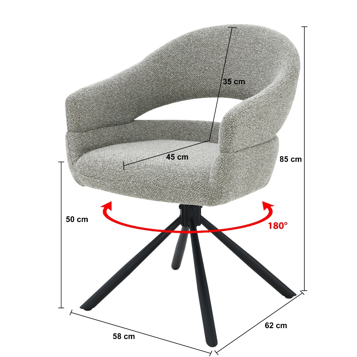 Livingfurn - Eetkamerstoel Linn Taupe Set van 2 - 62x58x85cm