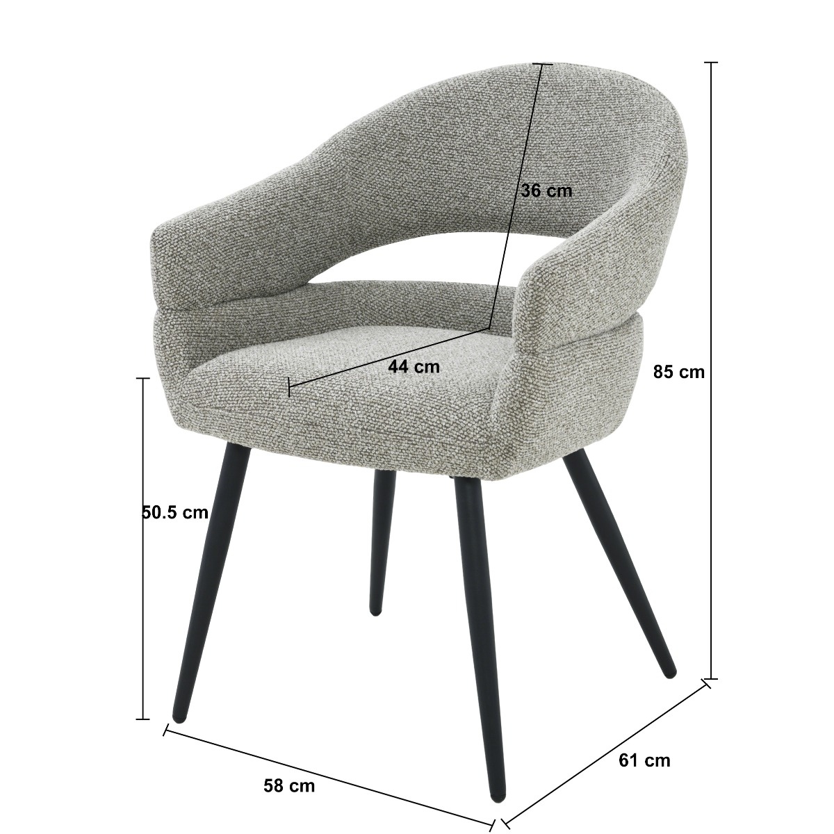 Livingfurn - Eetkamerstoel Megan Taupe Set van 2 - 62x58x85cm