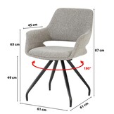 Livingfurn - Eetkamerstoel Capp Taupe Set van 2 - 61x61x88cm