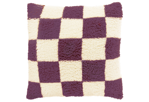 Unique Living - Sierkussen Check 53x53cm - Dove White/ Dark Purple