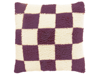 Unique Living - Sierkussen Check 53x53cm - Dove White/ Dark Purple