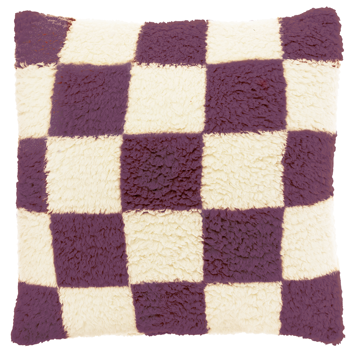 Unique Living - Sierkussen Check 53x53cm - Dove White/ Dark Purple