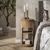 Hoyz Collection - Nachtkastje Wave XS Rond 1 Lade  - Massief Mango Zand