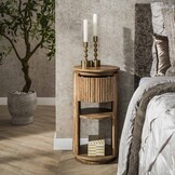 Hoyz Collection - Nachtkastje Wave XS Rond 1 Lade  - Massief Mango Zand