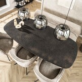Hoyz Collection - Eettafel Metallic Deens Ovaal 215 Cm - Zwartbruin
