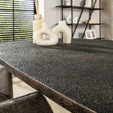 Hoyz Collection - Eettafel Metallic Deens Ovaal 215 Cm - Zwartbruin