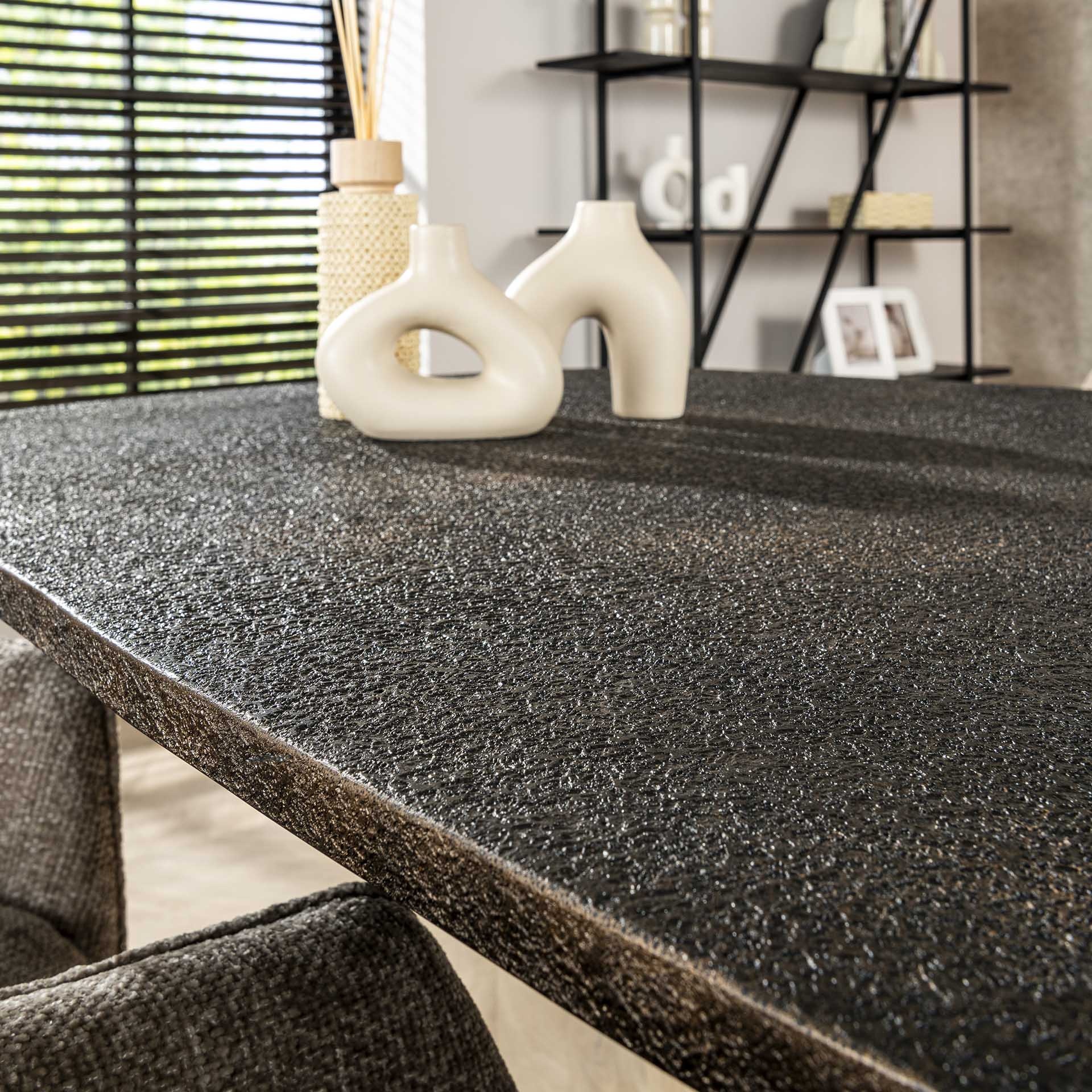 Hoyz Collection - Eettafel Metallic Deens Ovaal 215 Cm - Zwartbruin