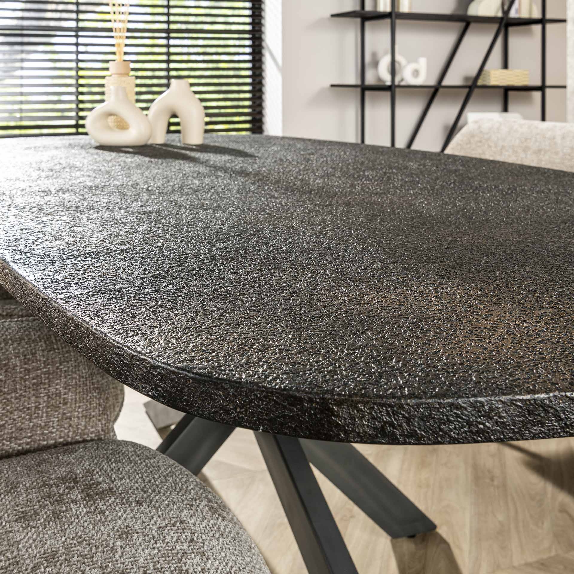 Hoyz Collection - Eettafel Metallic Deens Ovaal 215 Cm - Zwartbruin