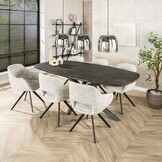 Hoyz Collection - Eettafel Metallic Deens Ovaal 215 Cm - Zwartbruin