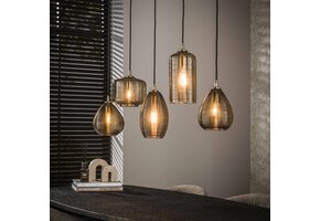 Hoyz Collection - Hanglamp Stripe Glass Horizontal 5-lichts - Smoke Bruin Glas