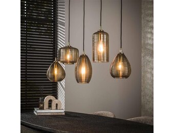 Hoyz Collection - Hanglamp Stripe Glass Horizontal 5-lichts - Smoke Bruin Glas