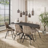 Hoyz Collection - Eettafel Metallic Deens Ovaal 180 Cm - Zwartbruin