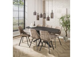 Hoyz Collection - Eettafel Metallic Deens Ovaal 180 Cm - Zwartbruin