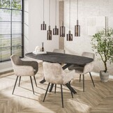 Hoyz Collection - Eettafel Metallic Deens Ovaal 180 Cm - Zwartbruin