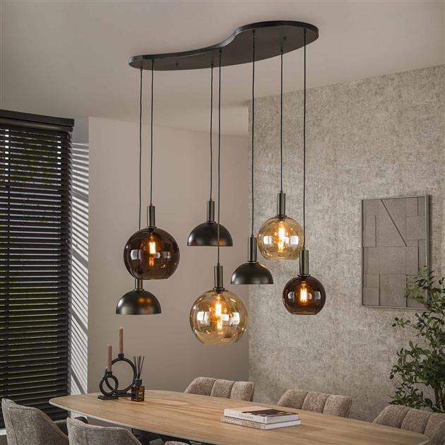 Hoyz Collection - Hanglamp Cluster 4+3-lichts - Sienna Bruin