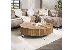 Hoyz Collection - Salontafel Wave Ø120 Cm - Massief Mango Zand