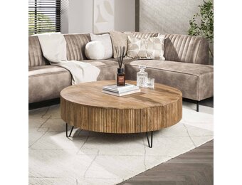 Hoyz Collection - Salontafel Wave Ø120 Cm - Massief Mango Zand