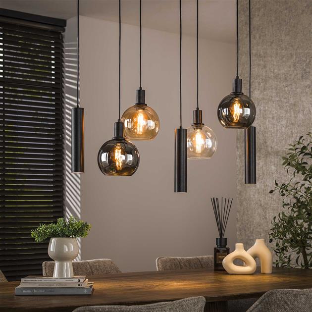 Hoyz Collection - Hanglamp Sfera Tricolore 4+3-lichts - Artic Zwart