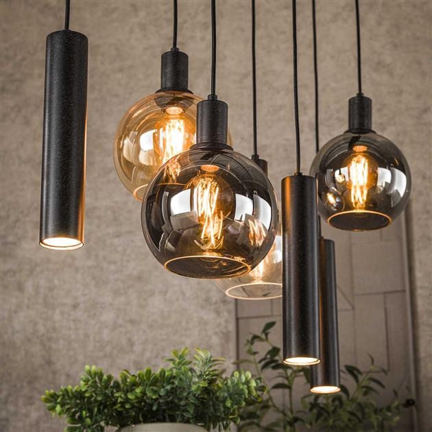 Hoyz Collection - Hanglamp Sfera Tricolore 4+3-lichts - Artic Zwart