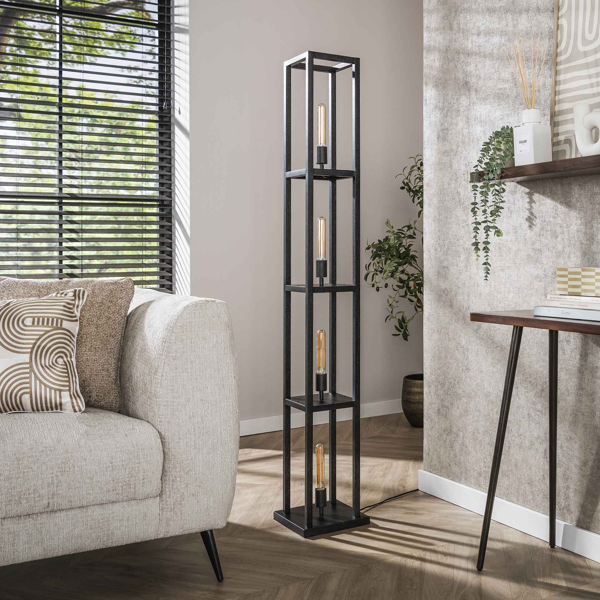 Hoyz Collection - Vloerlamp Quadra 4-lichts - Artic Zwart