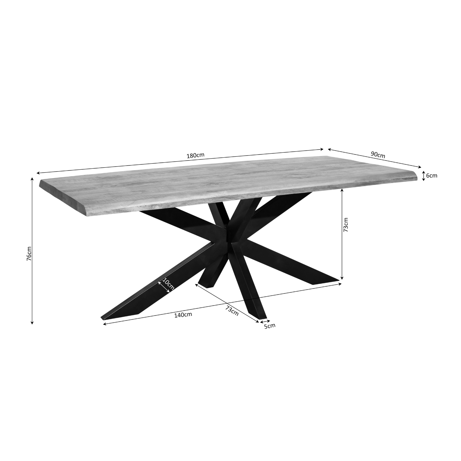 Starfurn - Boomstamtafel Denver - Bruin - 90x180x76 cm