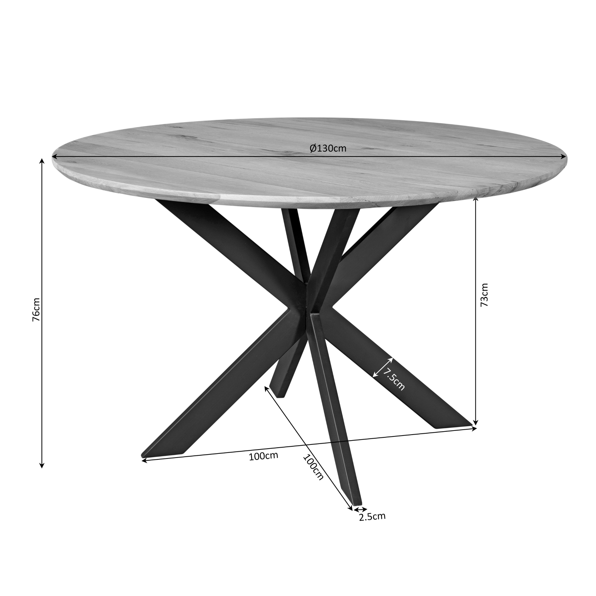 Starfurn - Eiken eettafel Ferris - Rond 130 cm - Naturel