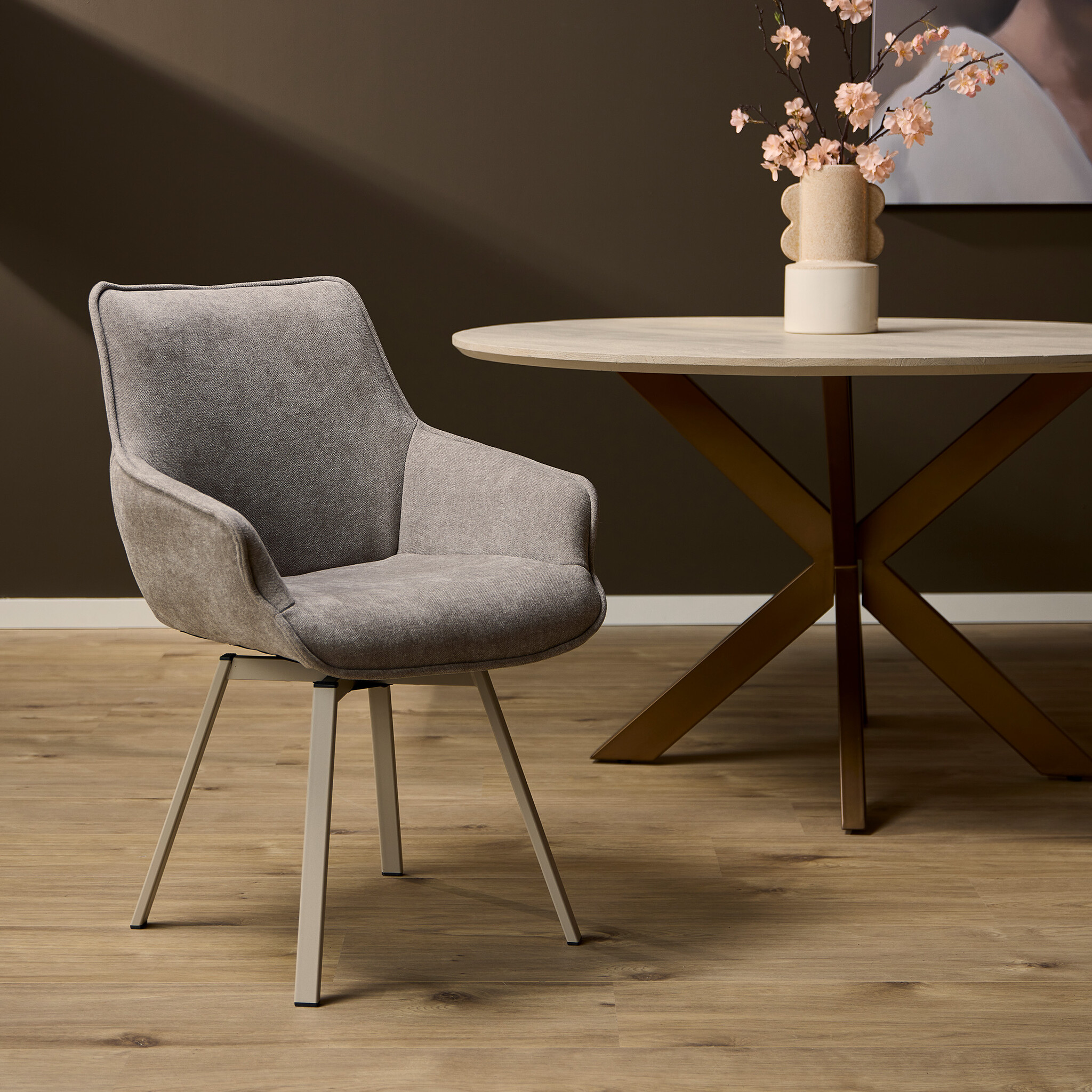 Starfurn - Eetkamerstoel Mees - Taupe - Set van 2