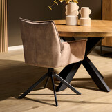 Starfurn - Eetkamerstoel Dani Velvet - Beige - Met armleuning - Set van 2