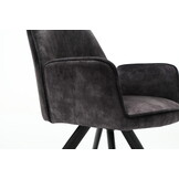 Starfurn - Eetkamerstoel Nova - Antraciet - Met armleuning - Set van 2