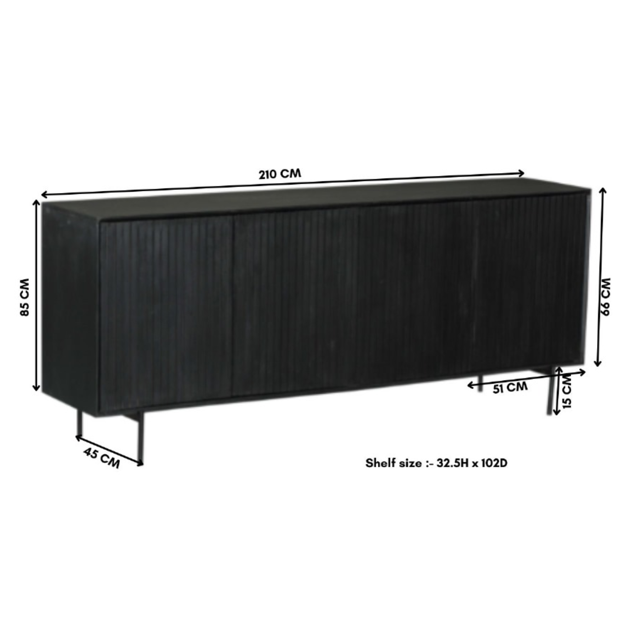 Starfurn - Dressoir Madison Black - 210 cm