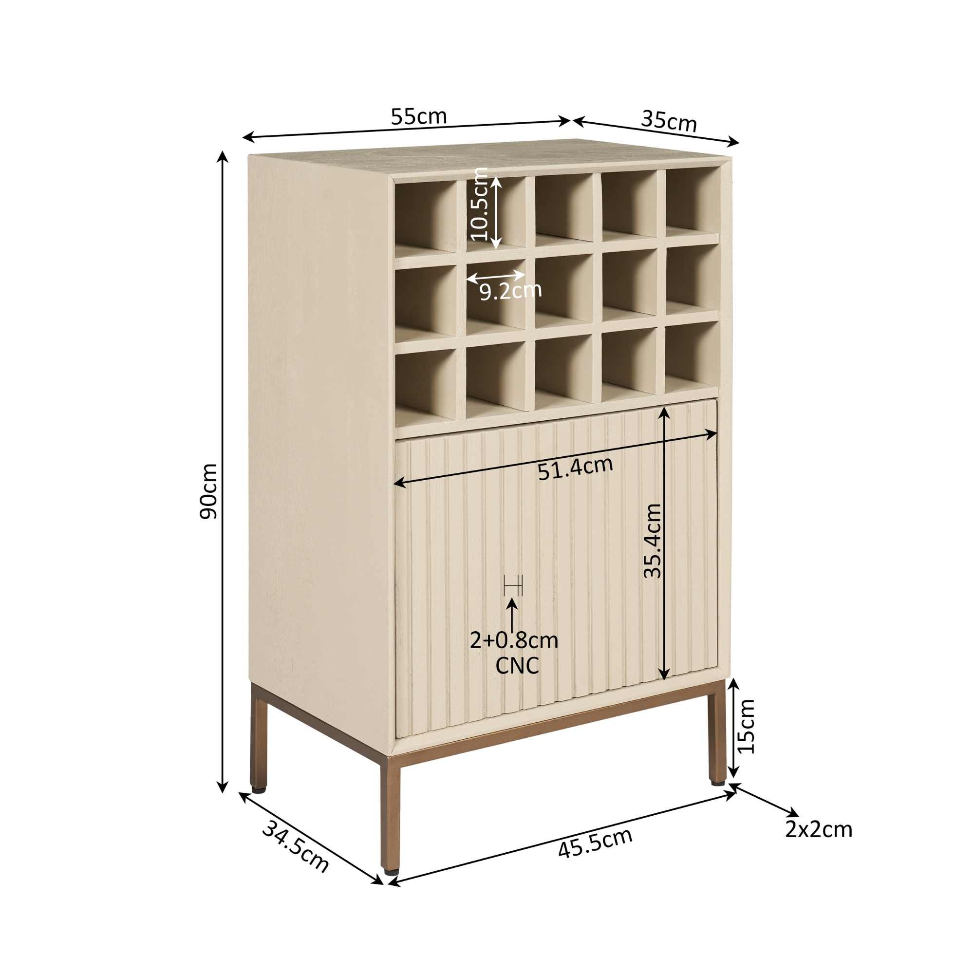 Starfurn - Wijnkast Madison - Beige - 35x55x90 cm