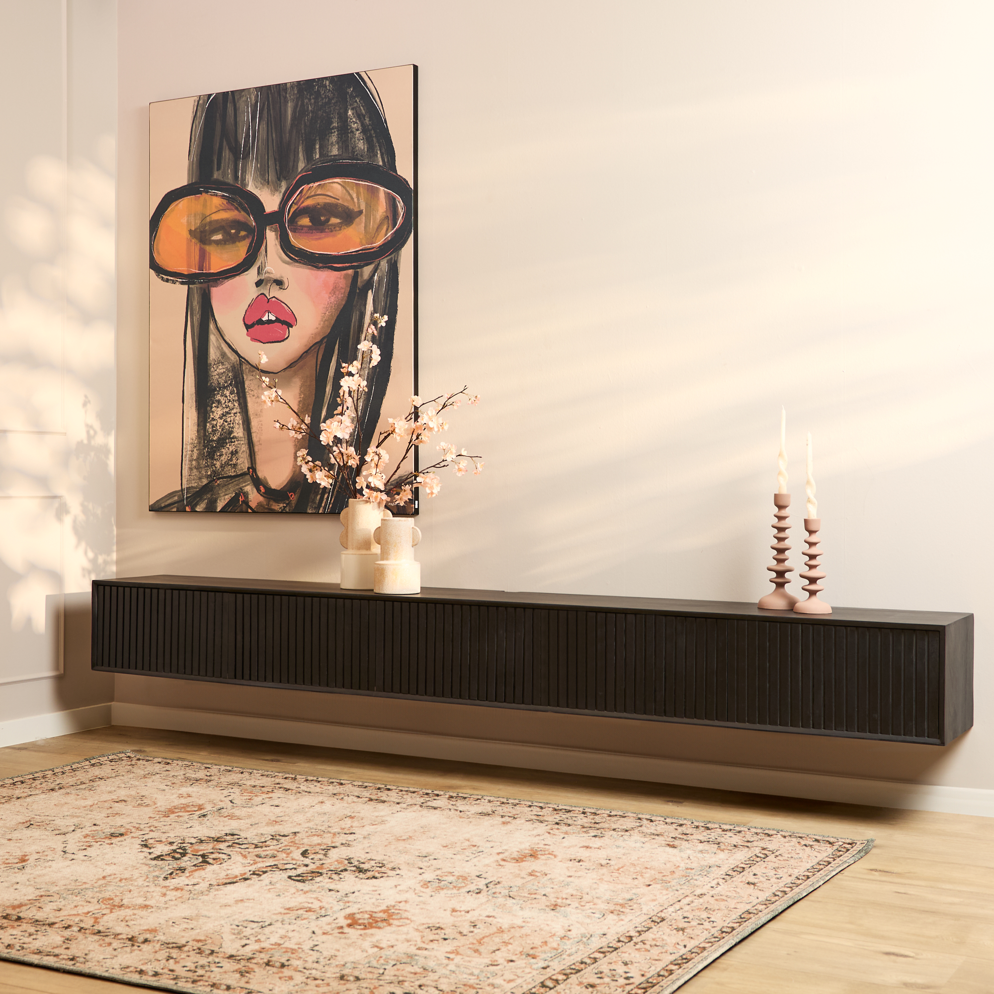 Starfurn - Zwevend tv meubel Madison Black - 280 cm