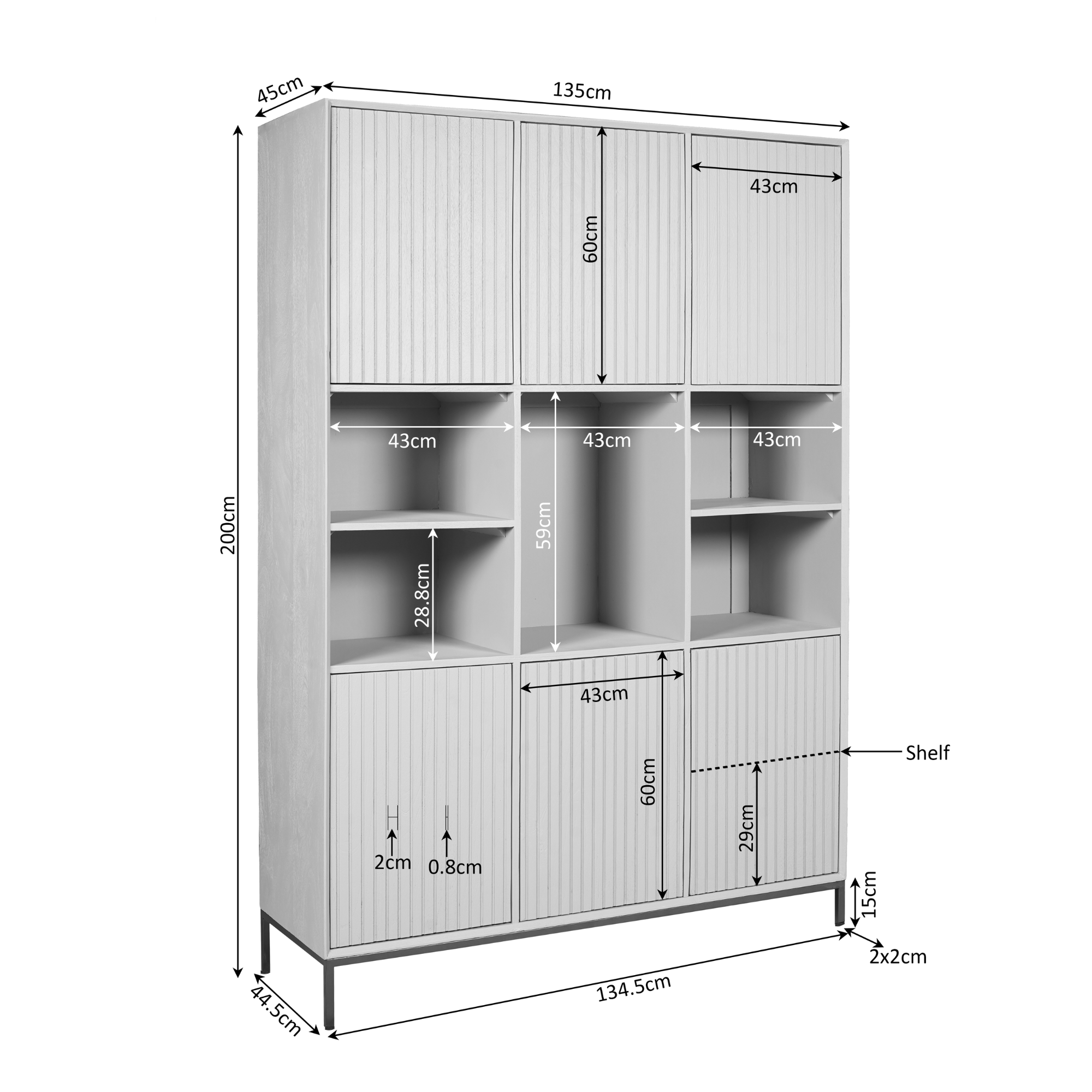 Starfurn - Vakkenkast Madison - Bruin - 45x135x200 cm
