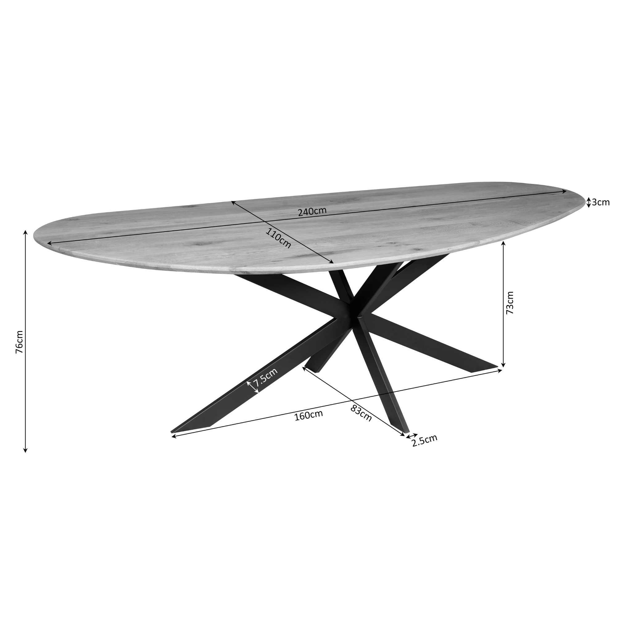 Starfurn - Eettafel Lou - Bruin - 110x240x76 cm