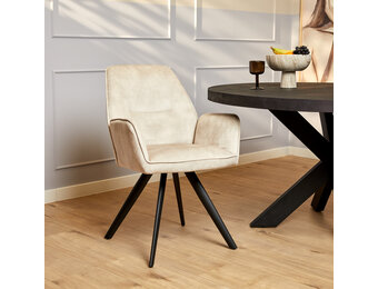 Starfurn - Eetkamerstoel Nova - Champagne - Met armleuning - Set van 2