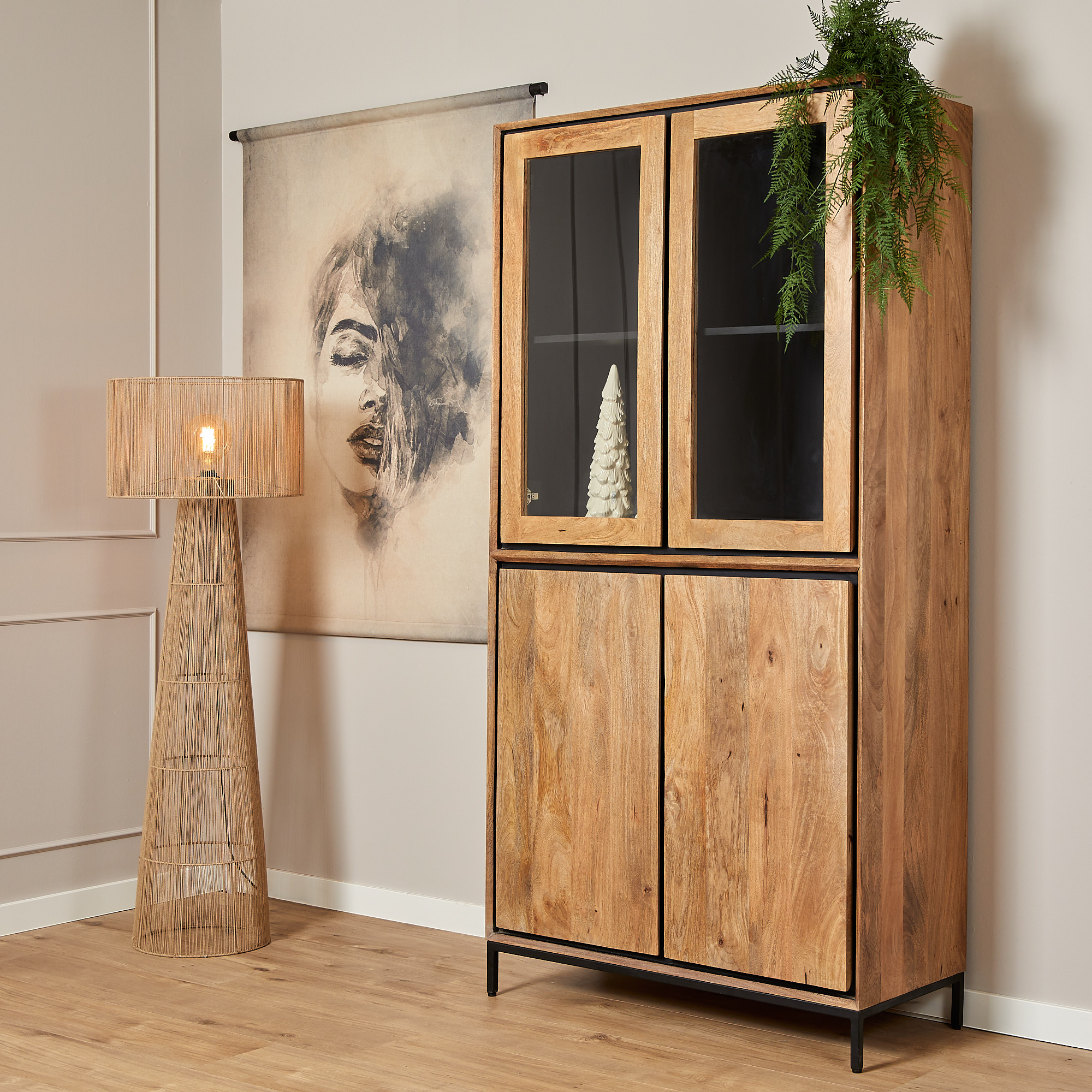 Starfurn - Vitrinekast RichWood - Bruin - 45x100x200 cm