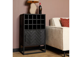 Starfurn - Wijnkast New York - Zwart - 35x55x90 cm