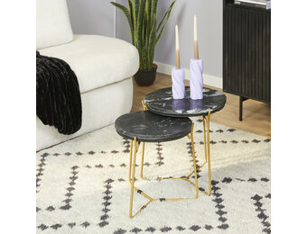 Starfurn - Salontafel Caly Black marble - 45 cm - Set van 2