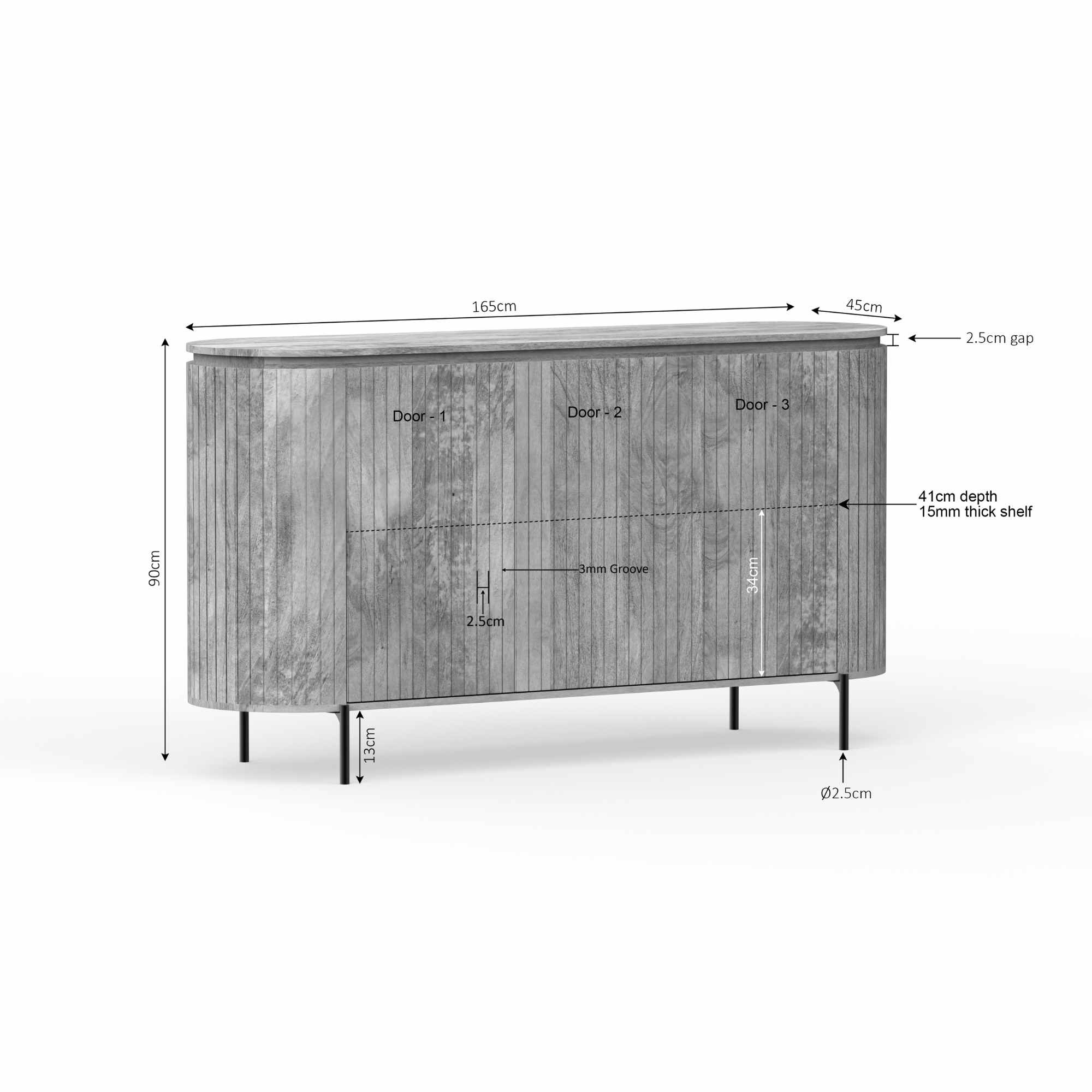 Starfurn - Dressoir Lana - Taupe - 45x165x90 cm