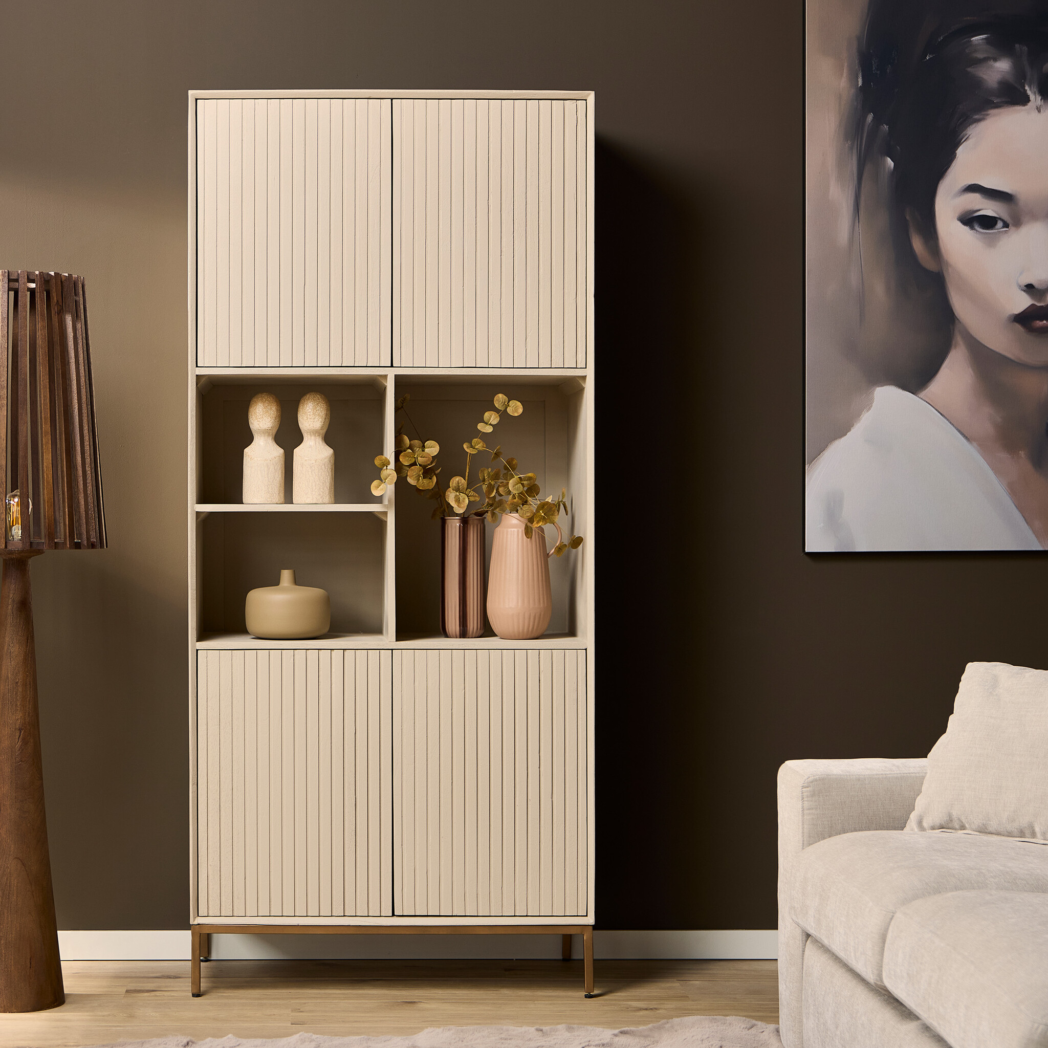 Starfurn - Vakkenkast Madison - Beige - 45x90x200 cm
