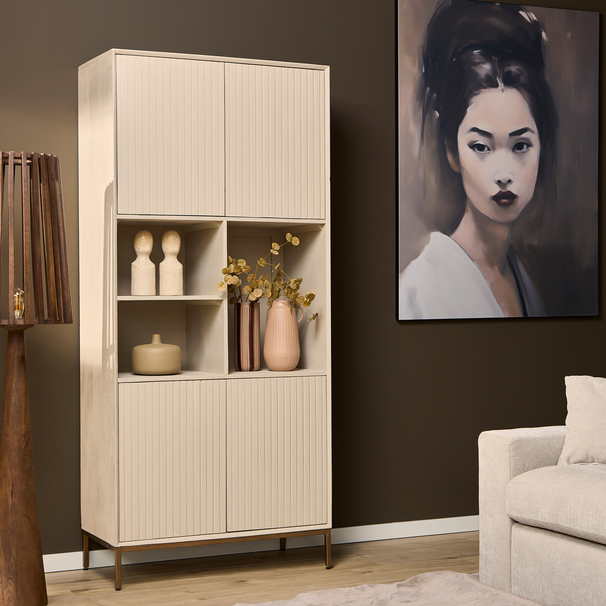 Starfurn - Vakkenkast Madison - Beige - 45x90x200 cm