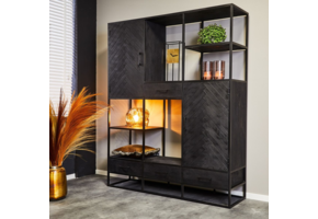 Starfurn - Vakkenkast New York - Zwart - 45x160x200 cm