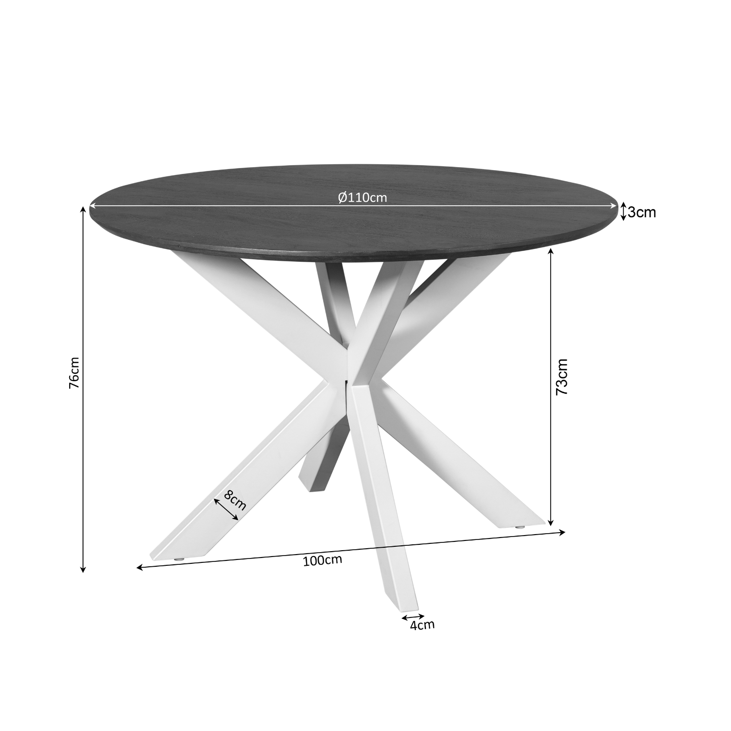 Starfurn - Eettafel Madison - Bruin - 110x110x76 cm