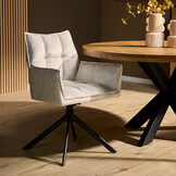 Starfurn - Eetkamerstoel Dani Velvet - Champagne - Met armleuning - Set van 2