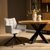 Starfurn - Eetkamerstoel Dani Velvet - Champagne - Met armleuning - Set van 2