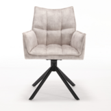 Starfurn - Eetkamerstoel Dani Velvet - Champagne - Met armleuning - Set van 2